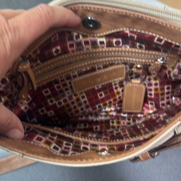 Tignanello tan and brown genius leather ladies shoulder Purse - Picture 6 of 8